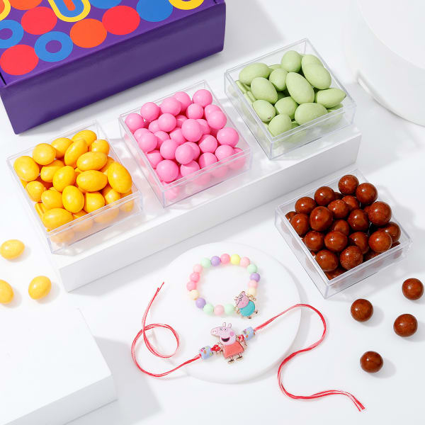 Cute Peppa Pig Rakhis And Dragees Combo