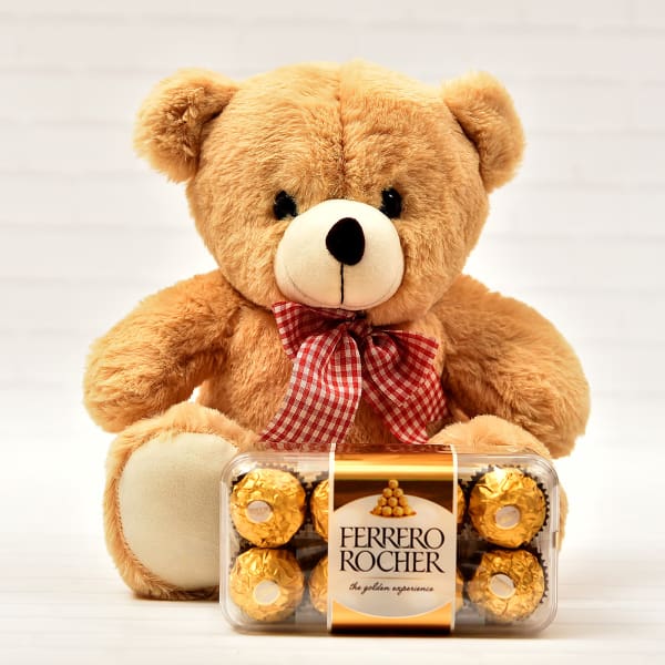 cute teddy with chocolate