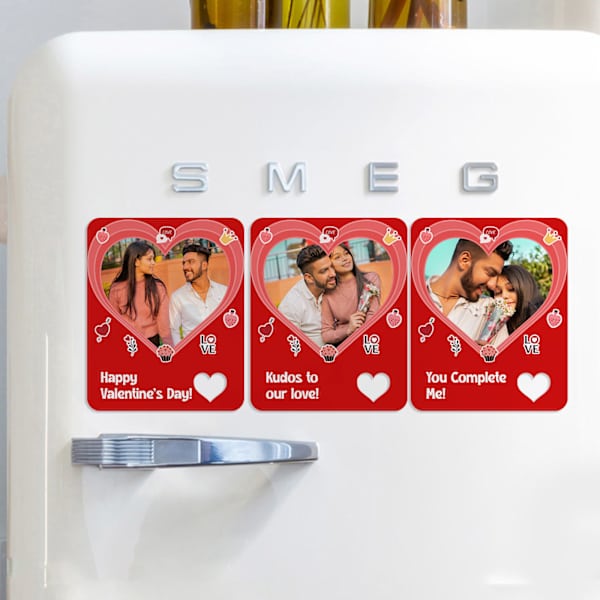 Cute Valentine Personalized Fridge Magnets - Set Of 3