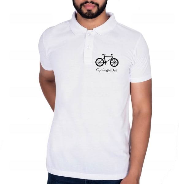 Cycologist Dad White Cotton T Shirt For Dad
