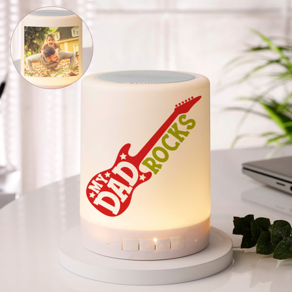 Dad Rocks - Personalized Touch Lamp And Bluetooth Speaker