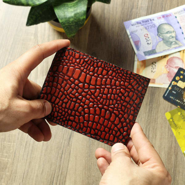Dark Brown Croc Embossed Men's Leather Wallet