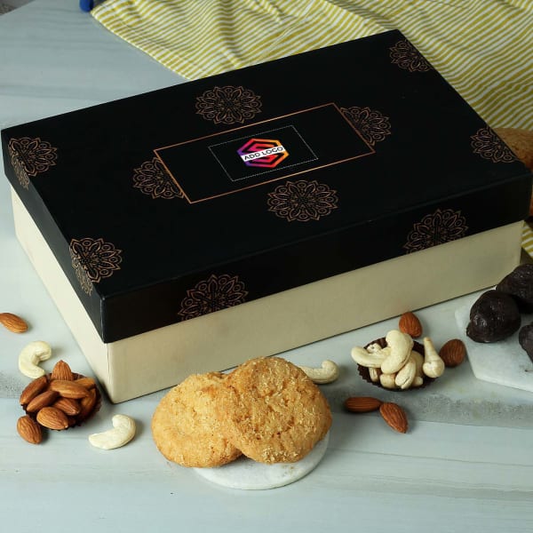 Dark Chocolates with Coconut Cookies & Dry Fruits - Customized with Logo
