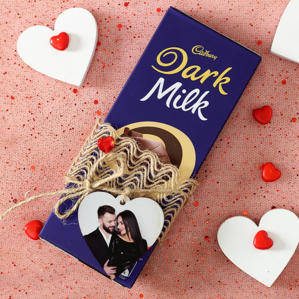 Dark Dairy Milk Chocolate with Personalized Heart Photo: Gift/Send ...