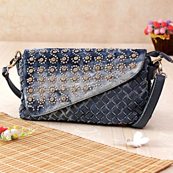 Dazzling Teal Denim Sling Bag: Gift/Send Fashion and Lifestyle Gifts ...