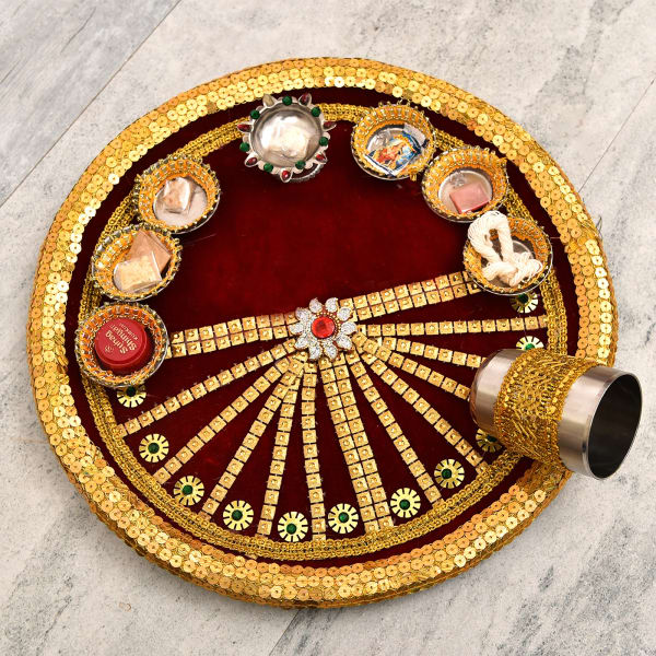 Decorative Karwa Poojan Thali Gift Send Karwa Chauth Gifts Online
