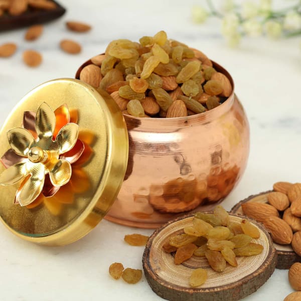 Decorative Metal Container with Dry Fruits