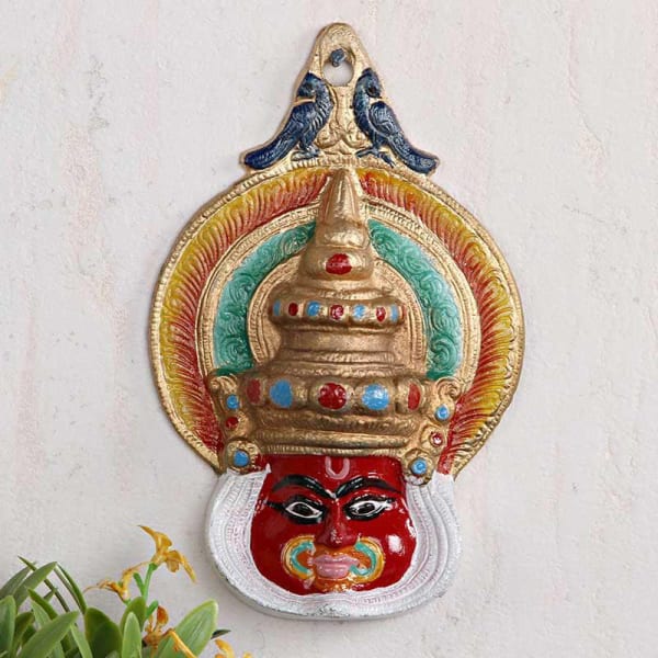 Decorative Metal Kathakali Mask Wall Mount 7 Inch