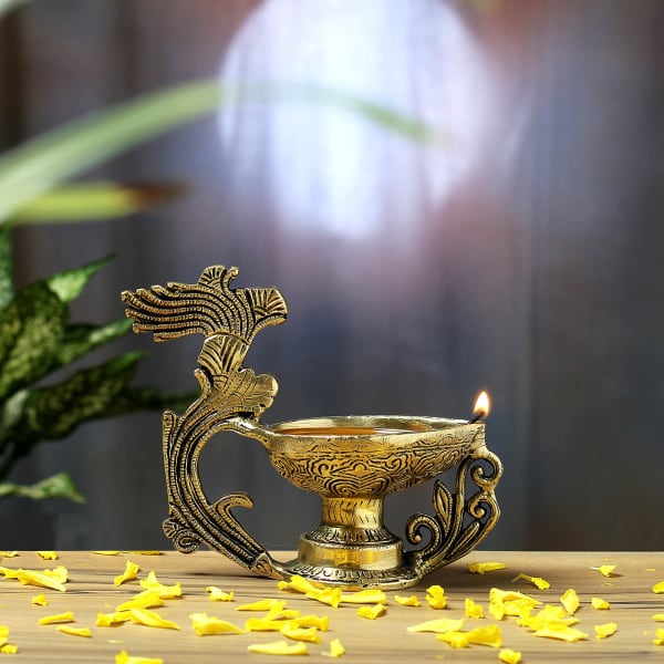 Decorative Oxidized Brass Diya