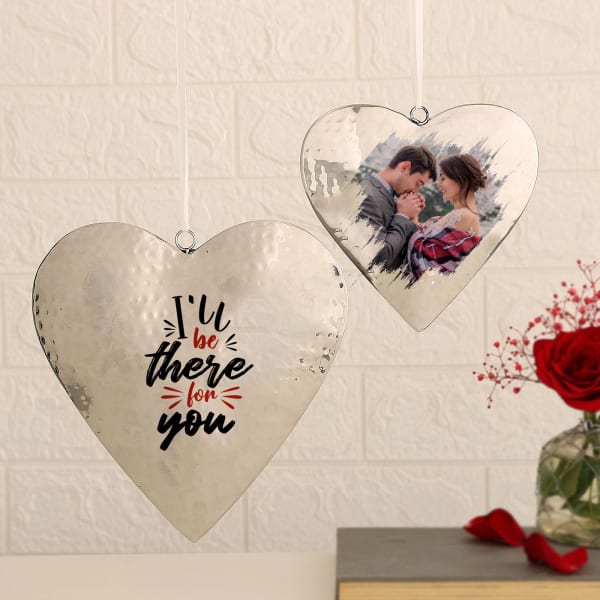 Decorative Personalized Hanging Metal Hearts (Set of 2)