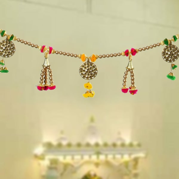 Decorative Toran With Filgiri Work Pom Poms Gift Send Diwali Gifts Online J11101905 Igp Com