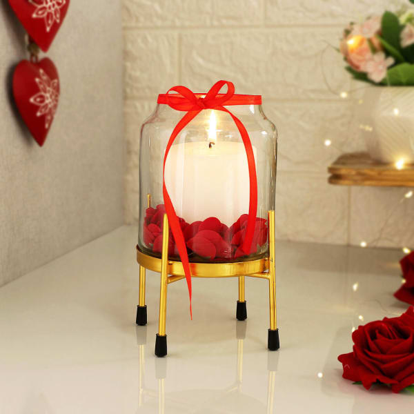 Decorative Valentine Candle in Glass Jar