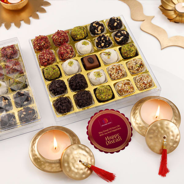 Delectable Sweets And Candles Diwali Gift Set