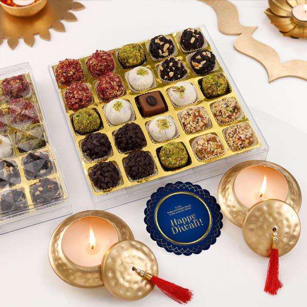 Delectable Sweets With Candles Diwali Combo