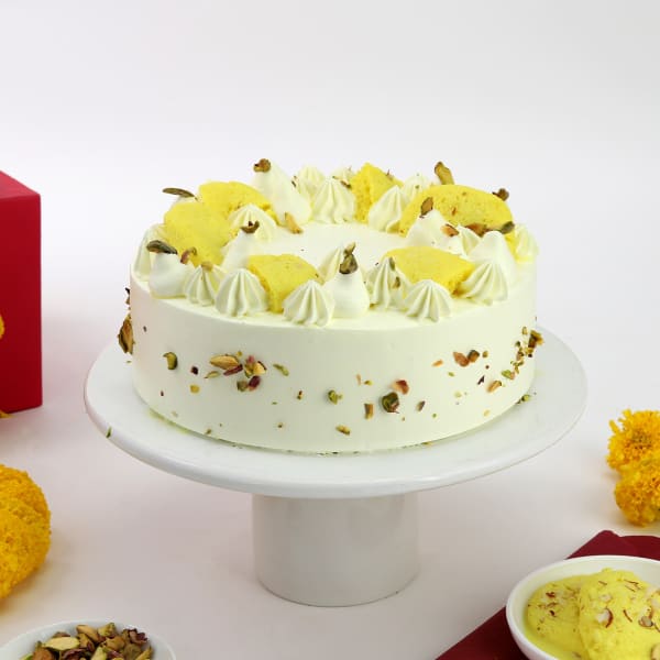 Order Online 2 Layer Tempting Pista Rasmalai Cake | Blissmygift