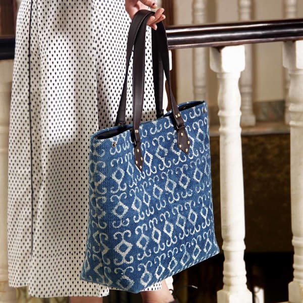 Designer Indigo Blue Woven Rug Handbag: Gift/Send Fashion and Lifestyle ...
