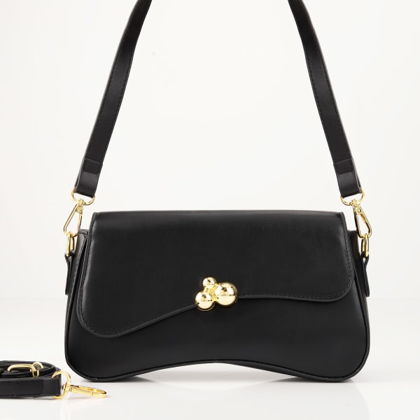 Designer Sling Bag With Detachable Strap - Raisin Black