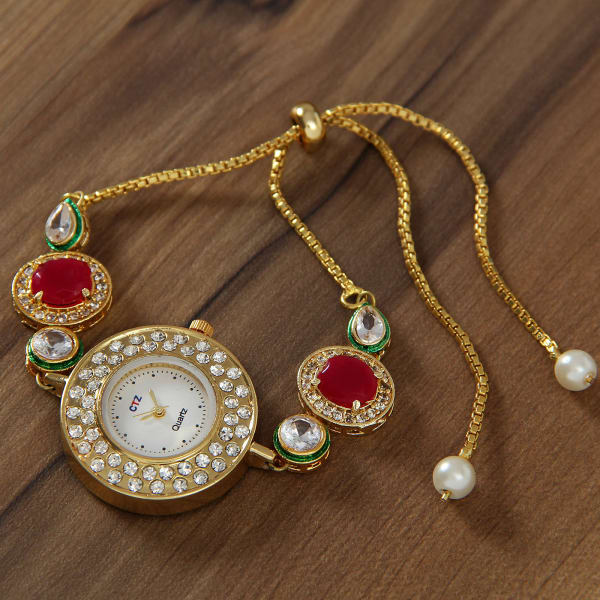 Designer Watch with Ruby and CZ Stones