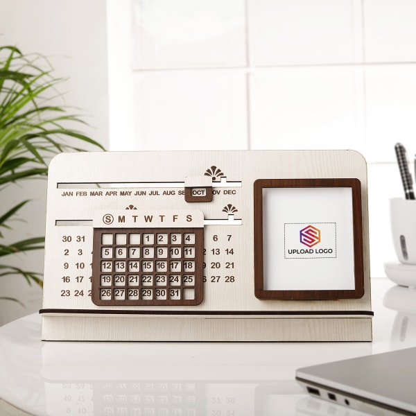 Desk Calendar With Wooden Stand - Personalized