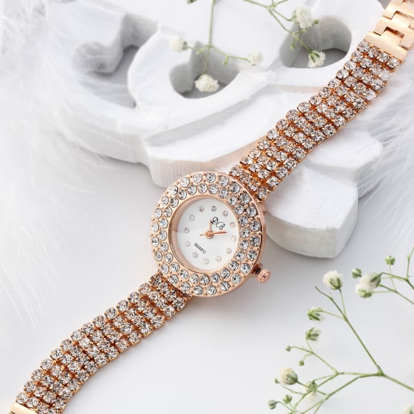 Diamond Studded Jewellery Watch - Rose Gold
