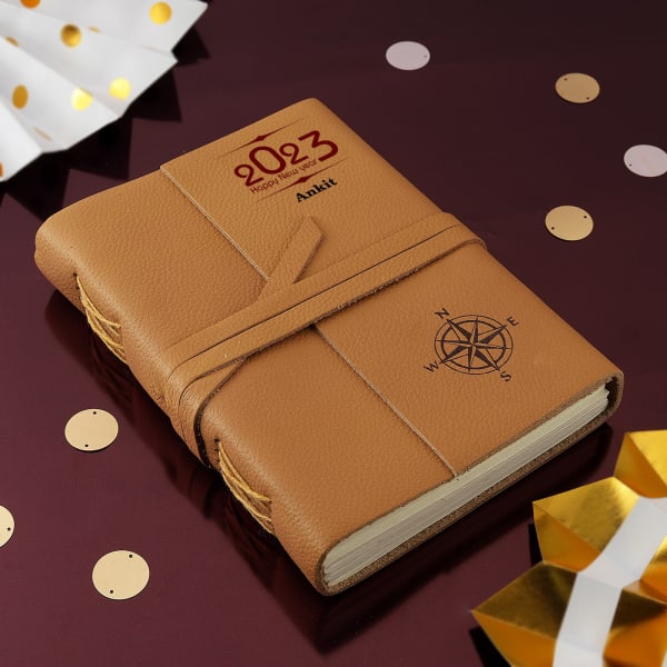 Directional Compass Personalized Leather Diary For 2023