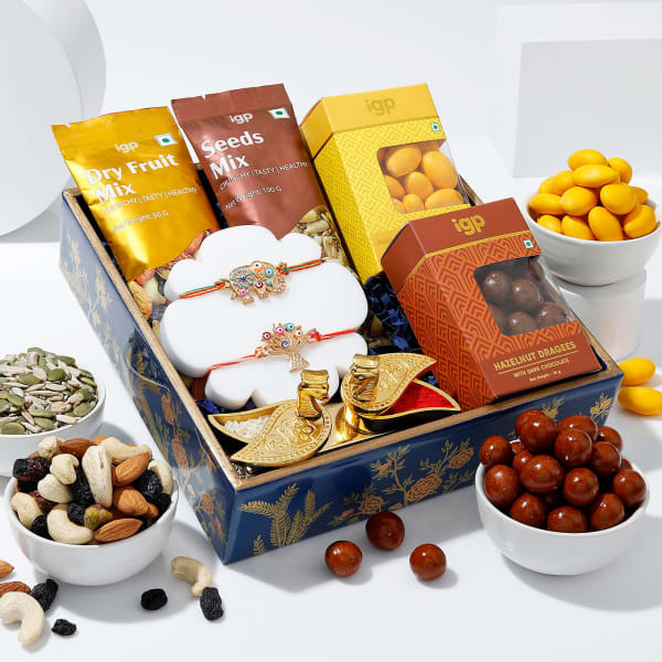 Divine Protection Rakhi Hamper With Gourmet Delights