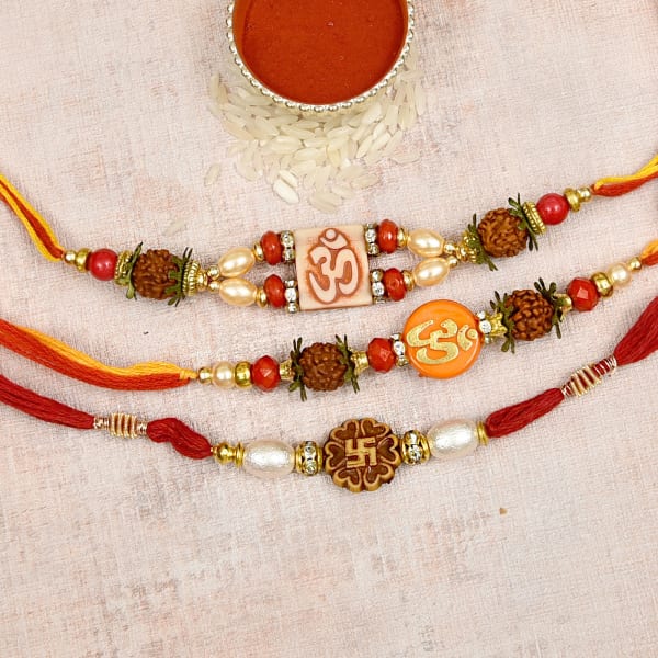 Divine Set of 3 Rakhi: Gift/Send Rakhi Gifts Online L11069095 |IGP.com