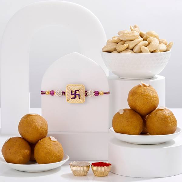 Divine Swastik Rakhi Gift Combo