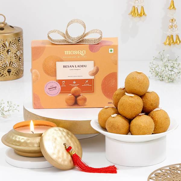 Diwali Candle And Sweet Treat Gift Combo