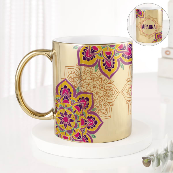 Diwali Celebrations Personalized Metallic Mug - Gold