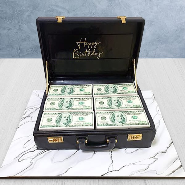 Dollars in Suitcase Fondant Cake (5 Kg)
