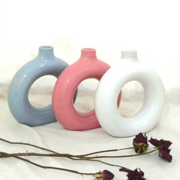Buy/Send Donut Shaped Ceramic Vase Assorted Single Piece Online IGP