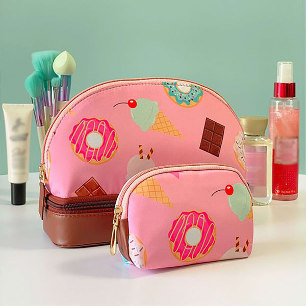 Buy/Send Double Layer Cosmetic Bag With Mini Pouch Assorted