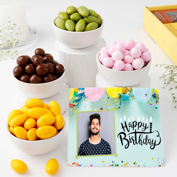 Dragees Selection With Personalized Birthday Card