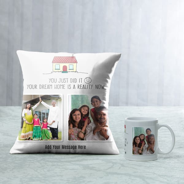 Dream Home Personalized Cushion & Mug for House Warming