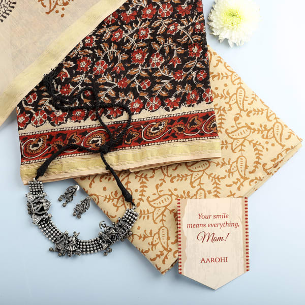 Dress Material and Accessory Set For Mom