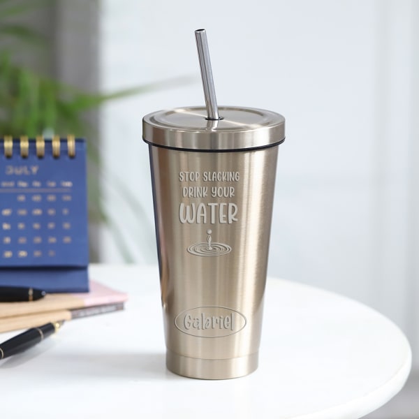 Drink Your Water Personalized Golden Tumbler