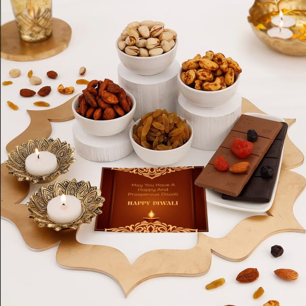 Dry Fruits And Chocolates Diwali Gift Box