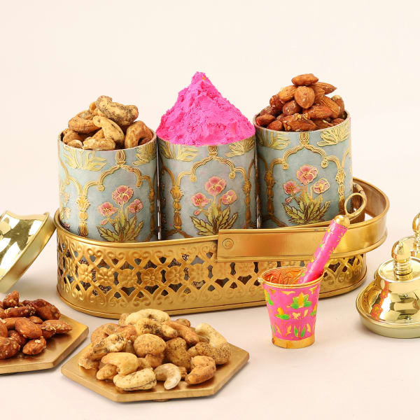 Dry Fruits And Eco-Friendly Gulaal Holi Hamper