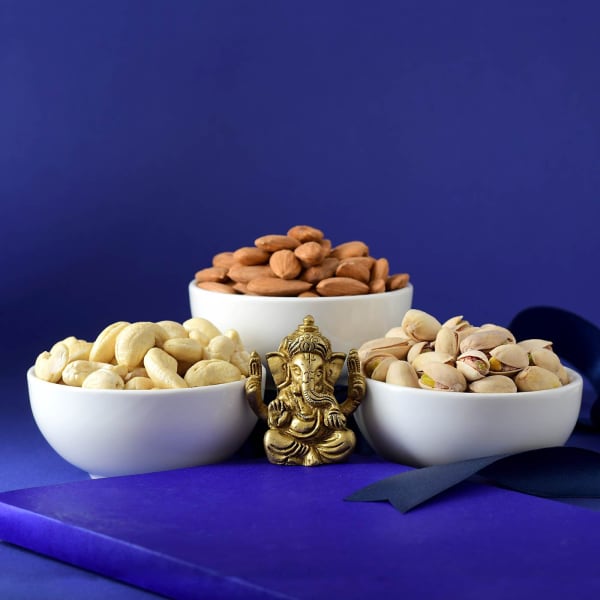Dry Fruits and Ganesha Gift/Send USA Gifts Online JVS1206264