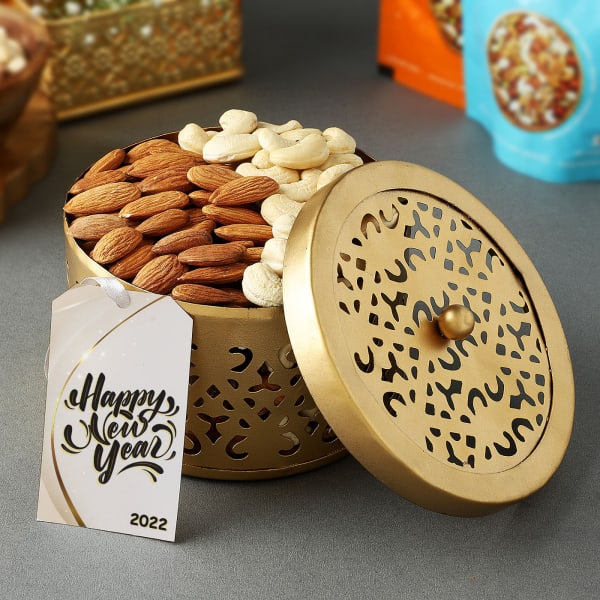 Dry Fruits In Decorative Container With Lid