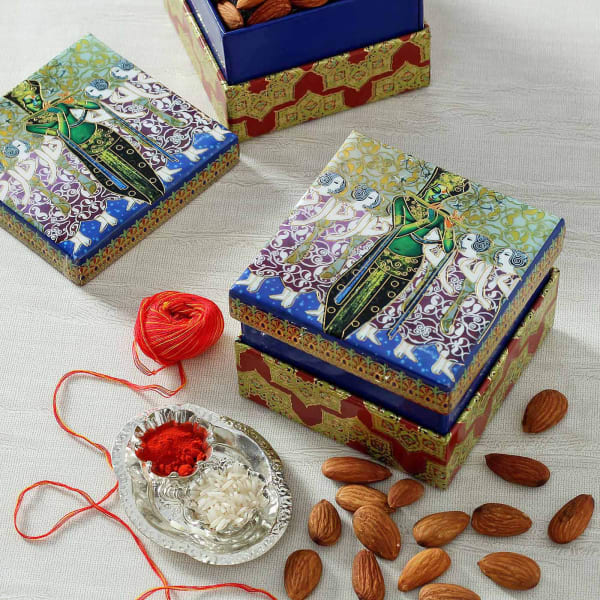Dry Fruits in Designer Box with Roli, Chawal Container