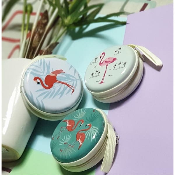Buy/Send Earphone Case Round Tin Steel Zipper Assorted Design 1 Piece