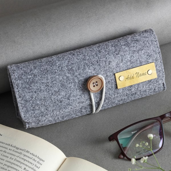 Eco-friendly Felt Personalized Spectacles Holder - Light Grey