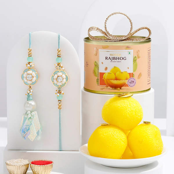 Elegant Bhaiya Bhabhi Rakhi And Rajbhog Combo