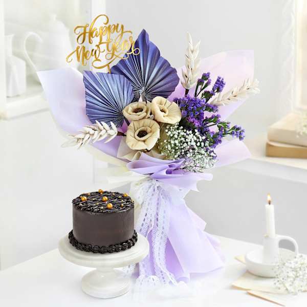 Elegant Blooms And Chocolate Bliss New Year Combo