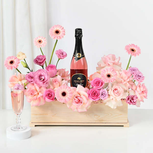 Elegant Blooms And Wine Delight
