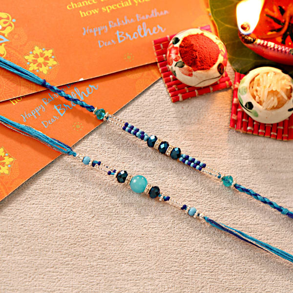 Elegant Blue Rakhi Set Tsend Rakhi Ts Online L11040455