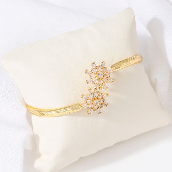 Elegant CZ Gold Cuff Bracelet For Women