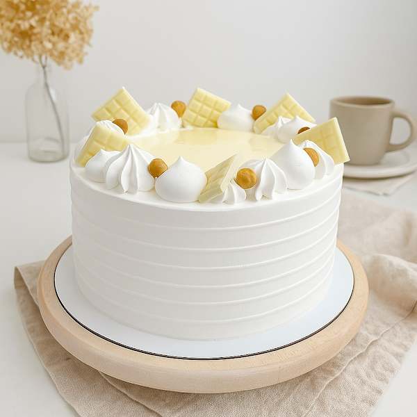 Elegant Eggless Vanilla Delight Cake (1 Kg)
